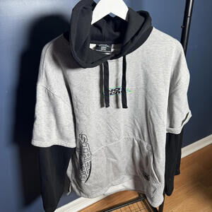 Y2K No Fear Street Tour 89 Layered Hoodie – Medium – Grey/Black